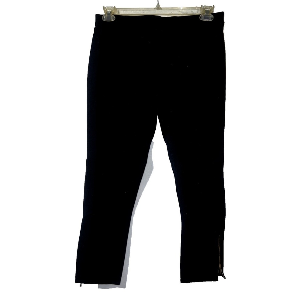 Max Studio Black Zip Ankle Leggings Pants Womens Size L Rayon Spandex Blend
